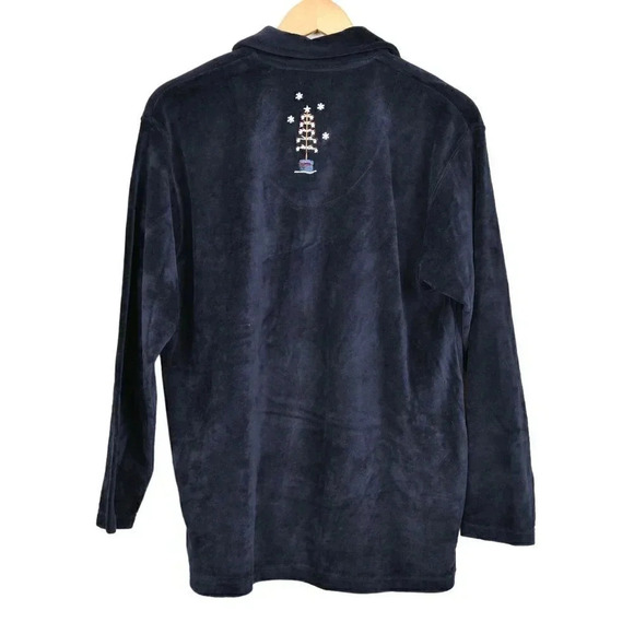 NWOT Vintage Cottage Cove Velvet Blue Ugly Christmas Sweater  Embroidered Medium - Picture 5 of 8